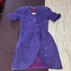Vintage Purple Suede Button-Up Dress